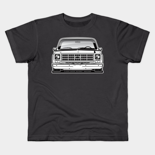 1977-1978 Squarebody Chevrolet C10 Blazer Suburban BW Kids T-Shirt by RBDesigns